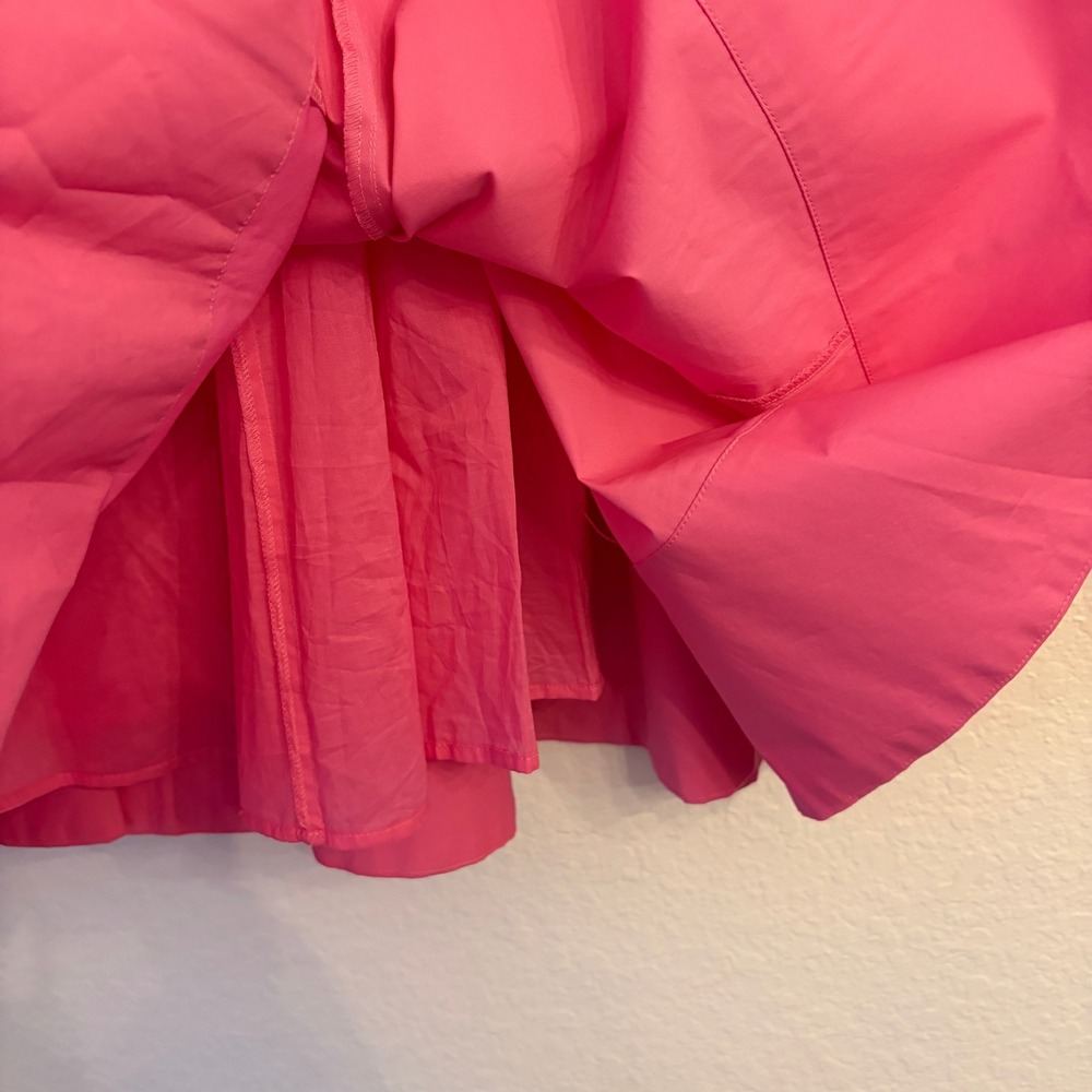 STAUD Swells Dress 16 Midi Puff Sleeve Cotton Poplin Wild Orchid Wedding FLAW - Picture 14 of 16